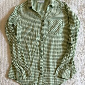 Columbia Green Striped Women's Button Down Shirt